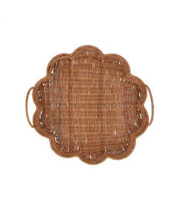 Rattan Flower Shape Tray With Handles - Image 2
