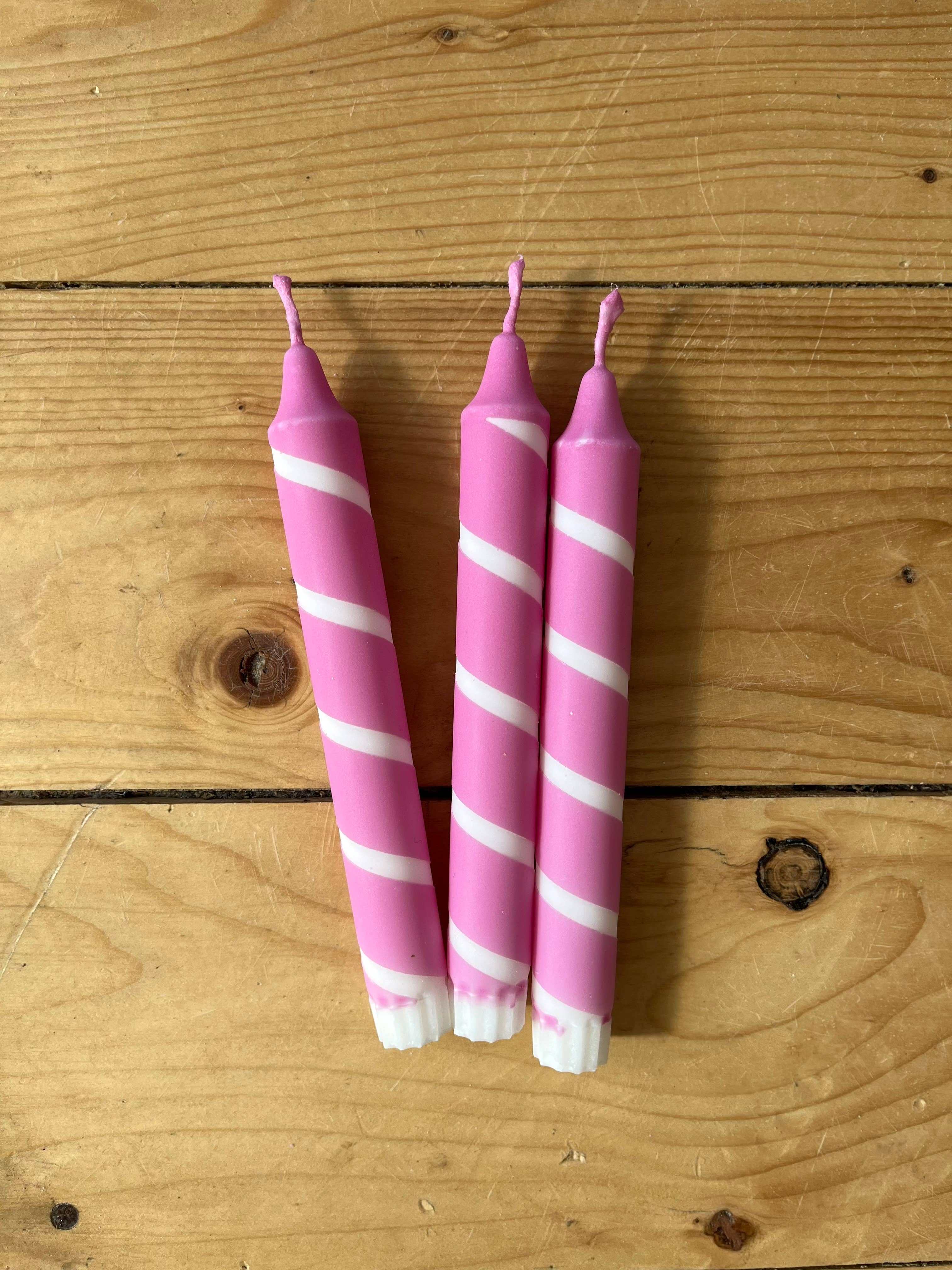 Rose & White thin stripe Candle 