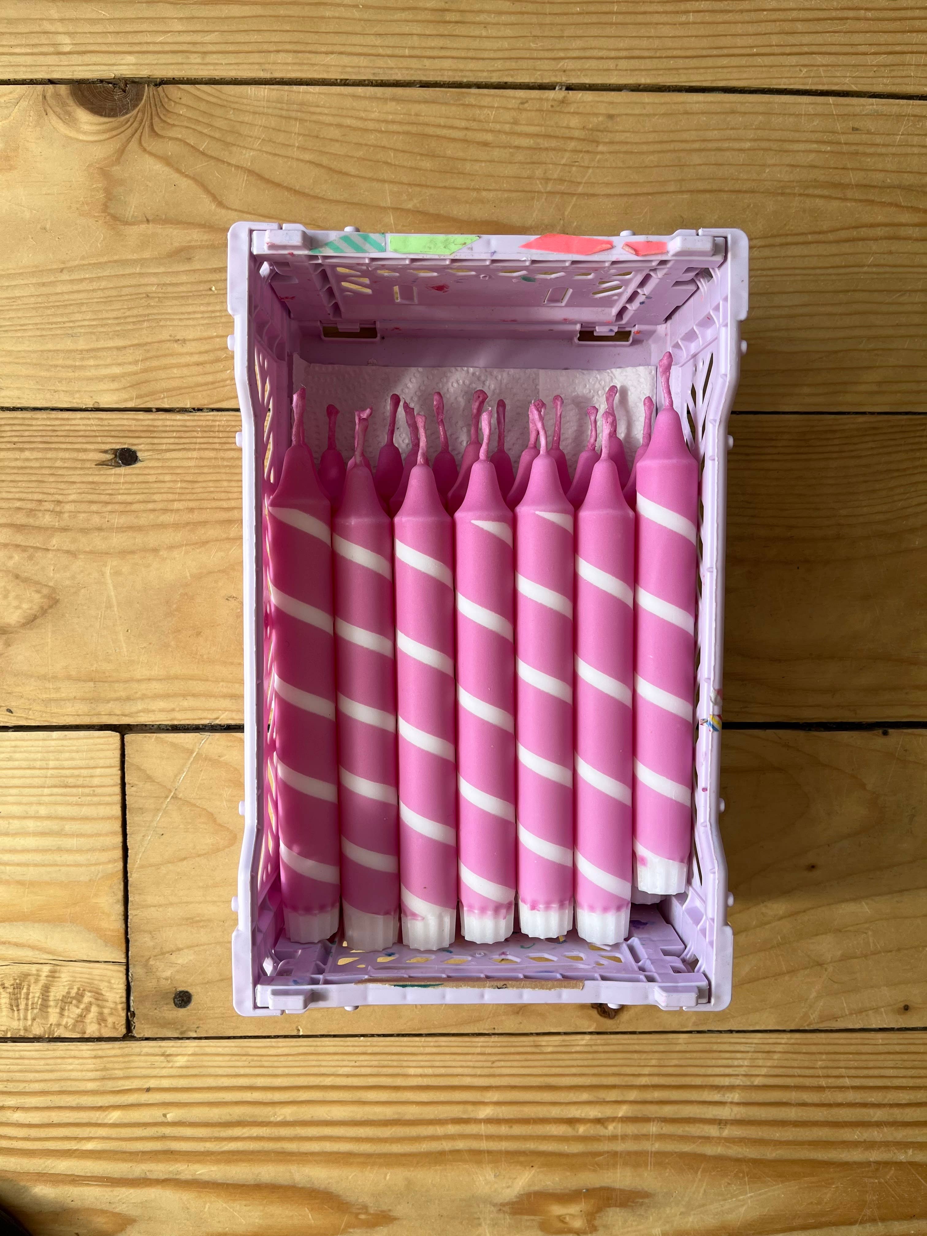 Rose & White thin stripe Candle  - Image 2