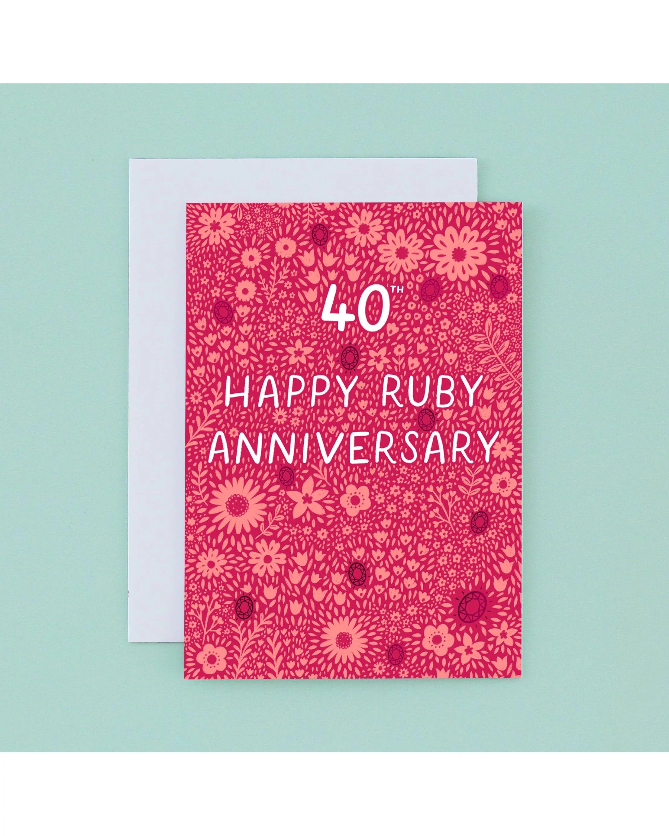 Ruby 40th Wedding Anniversary Card - Pink Foil