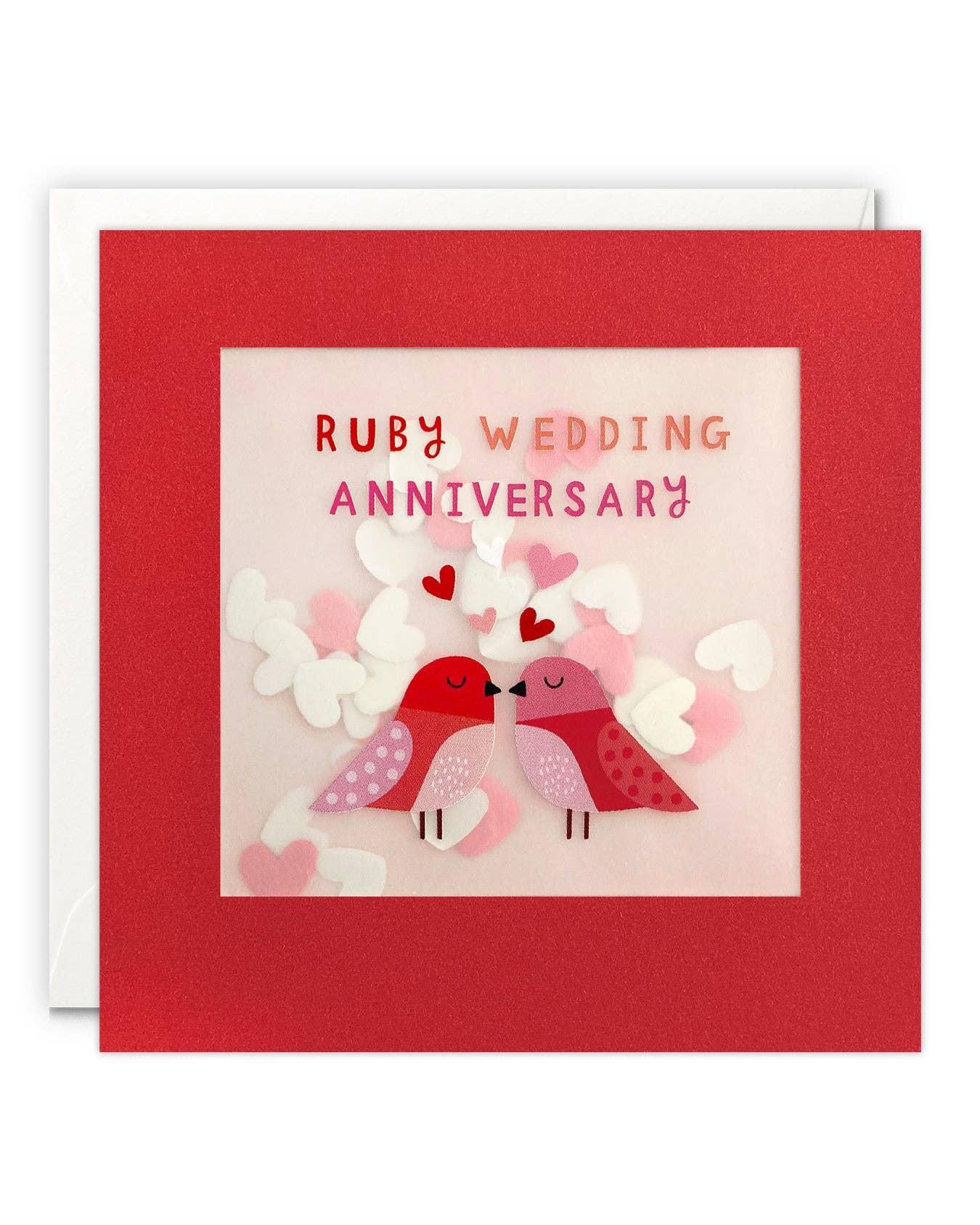 Ruby Anniversary Birds Paper Shakies Card