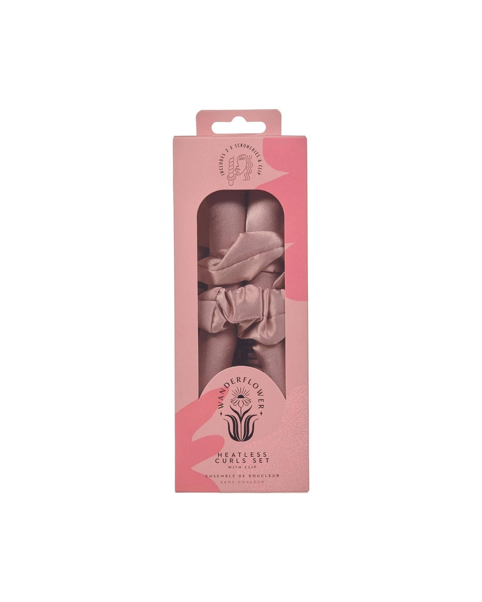 Satin Heatless Curls Set with Clip - Dusty Rose