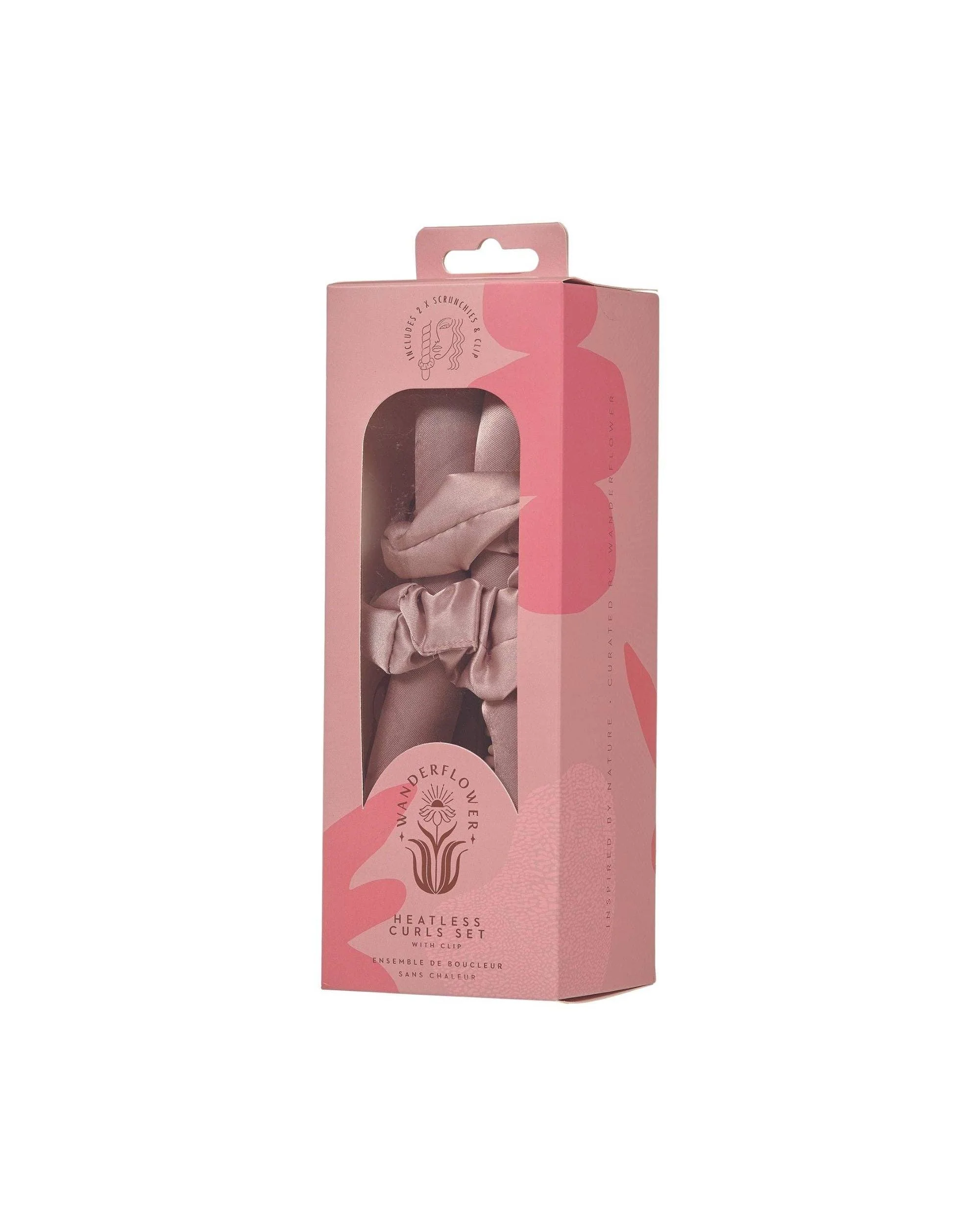 Satin Heatless Curls Set with Clip - Dusty Rose - Image 2