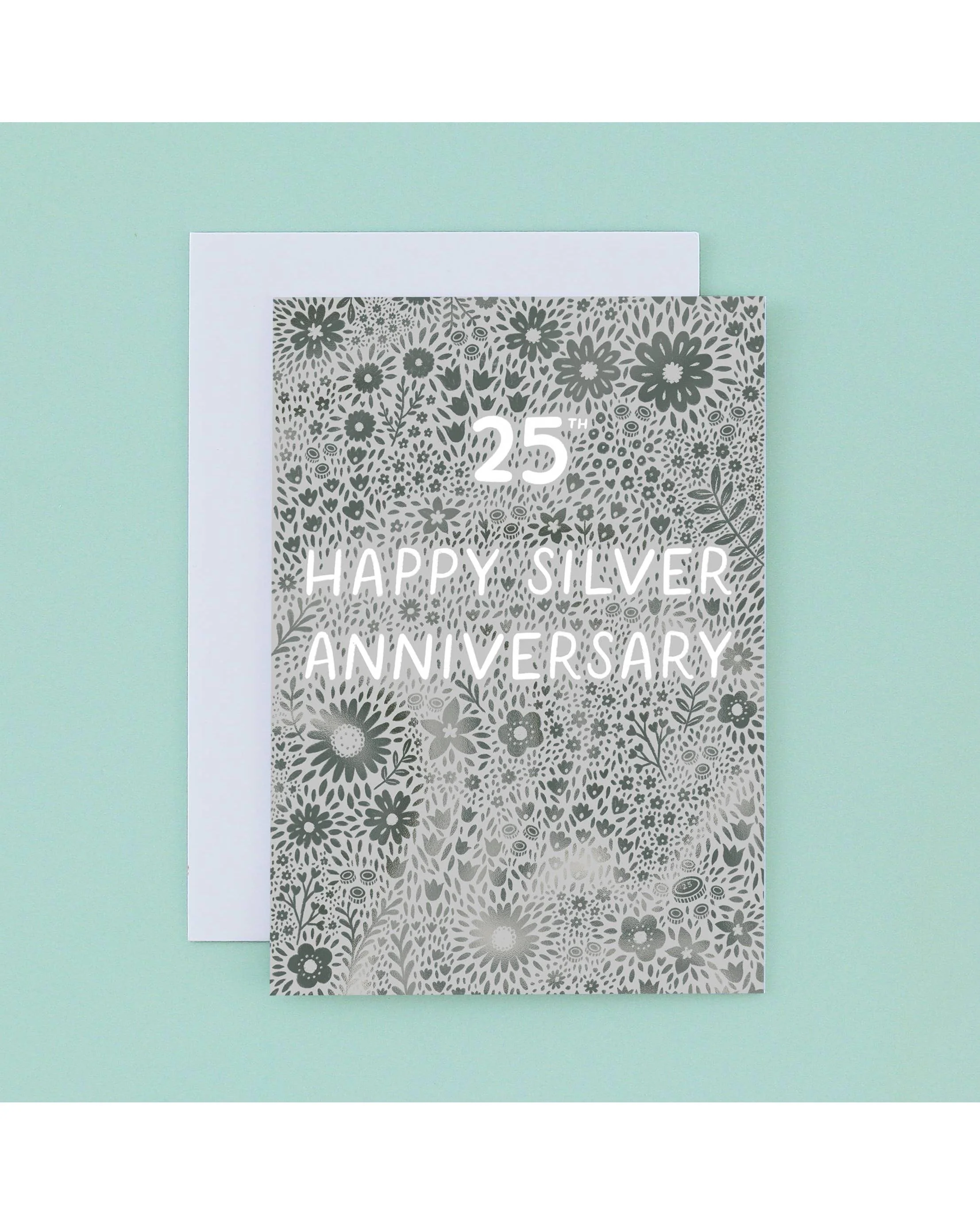 Silver 25th Wedding Anniversary Card - Silver Foil
