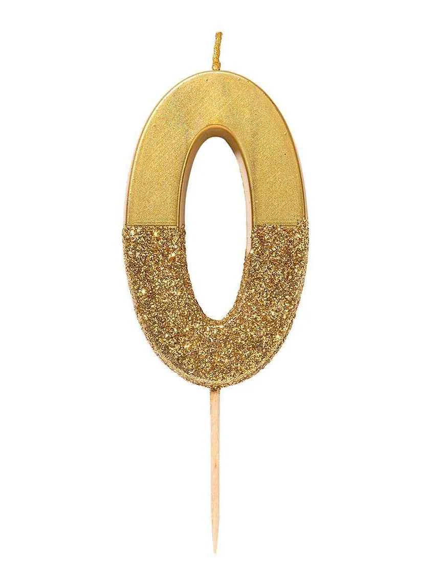 0 Gold Glitter Candle