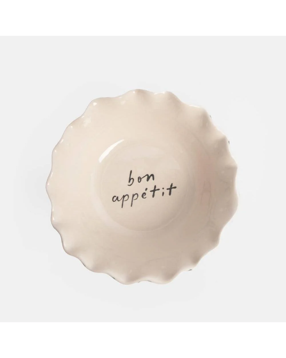 Teal Stripe 'Bon Appetit' Frilly Bowl - Image 3