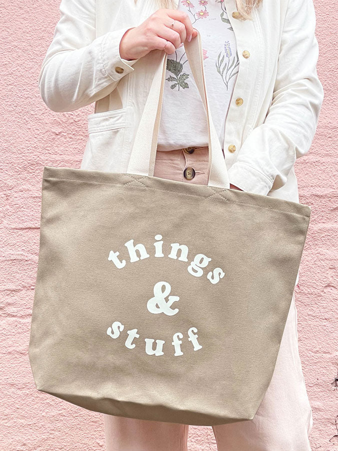 Things & Stuff - Stone Canvas Tote Bag - Image 2