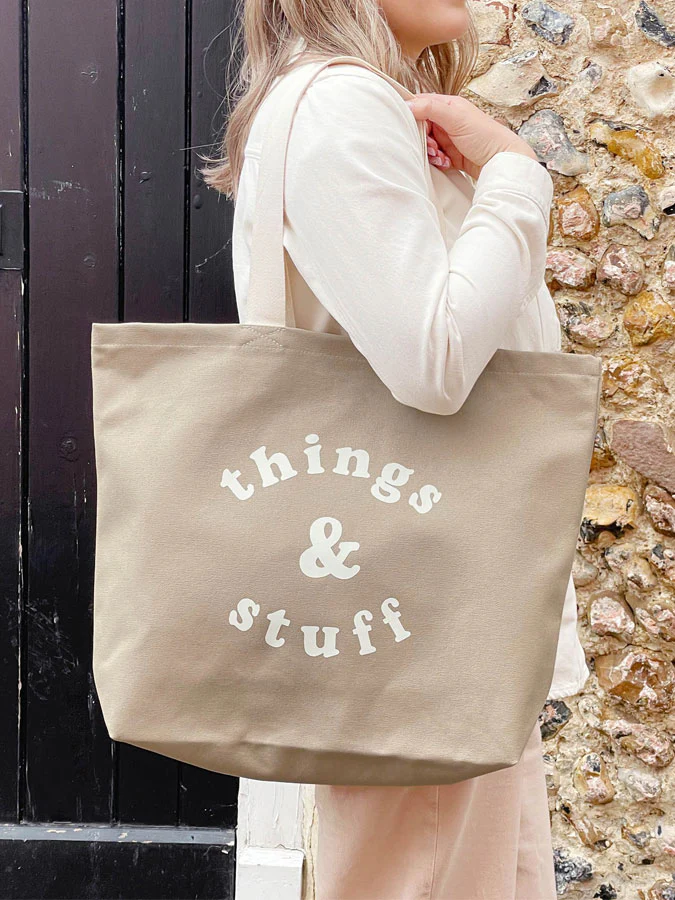 Things & Stuff - Stone Canvas Tote Bag - Image 4