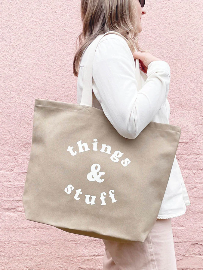 Things & Stuff - Stone Canvas Tote Bag - Image 5