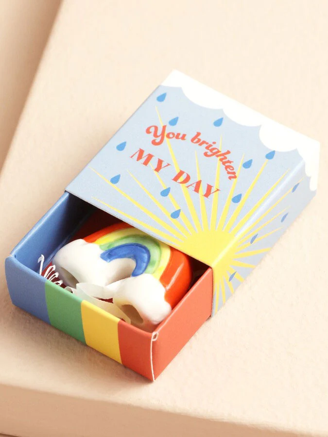 Tiny Matchbox Ceramic Token: Rainbow