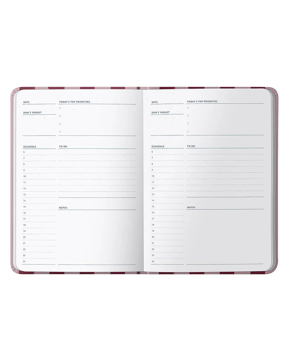 Undated Planner Diary, Daily Schedules & Notes, Stripe Cover - Image 2