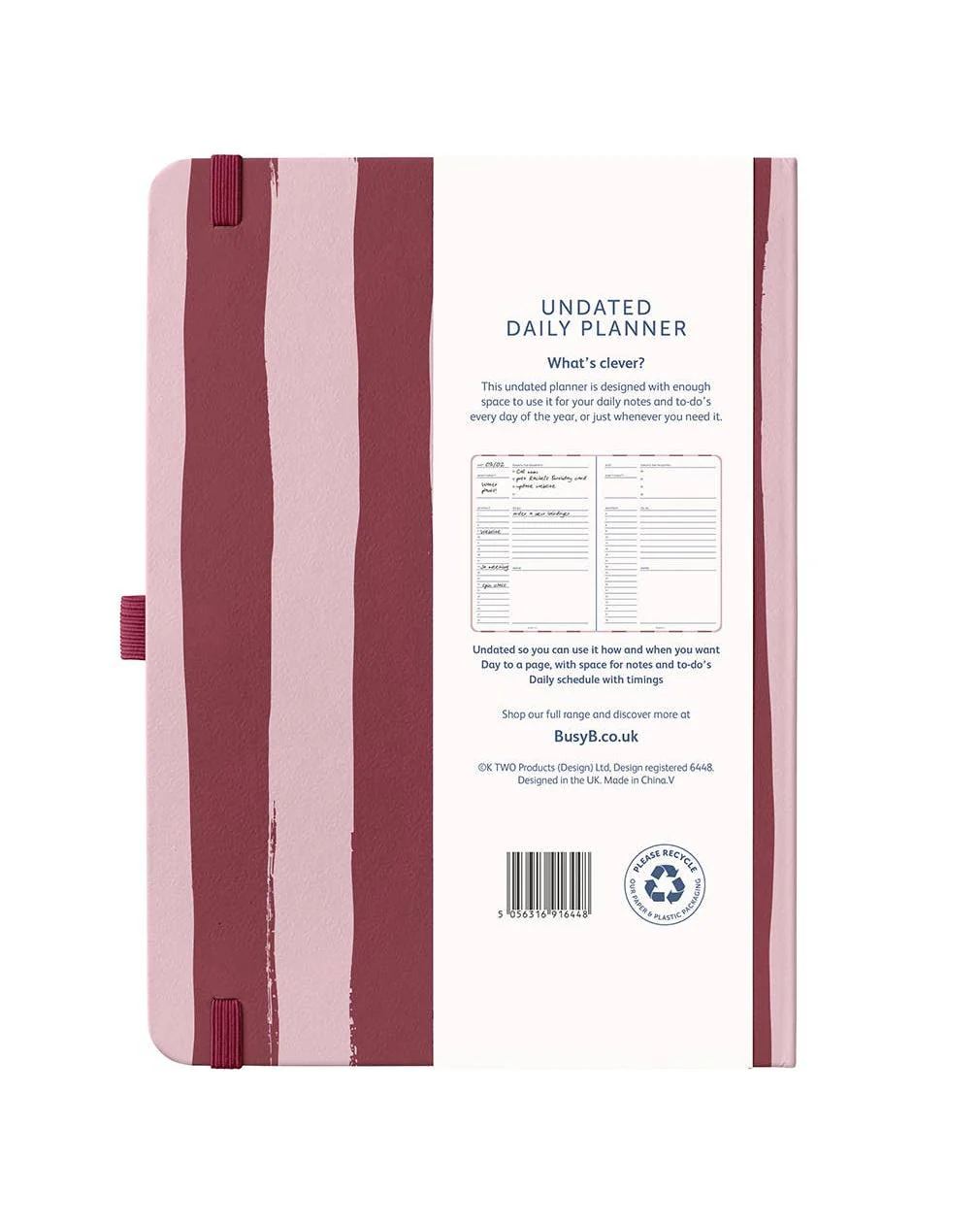 Undated Planner Diary, Daily Schedules & Notes, Stripe Cover - Image 4