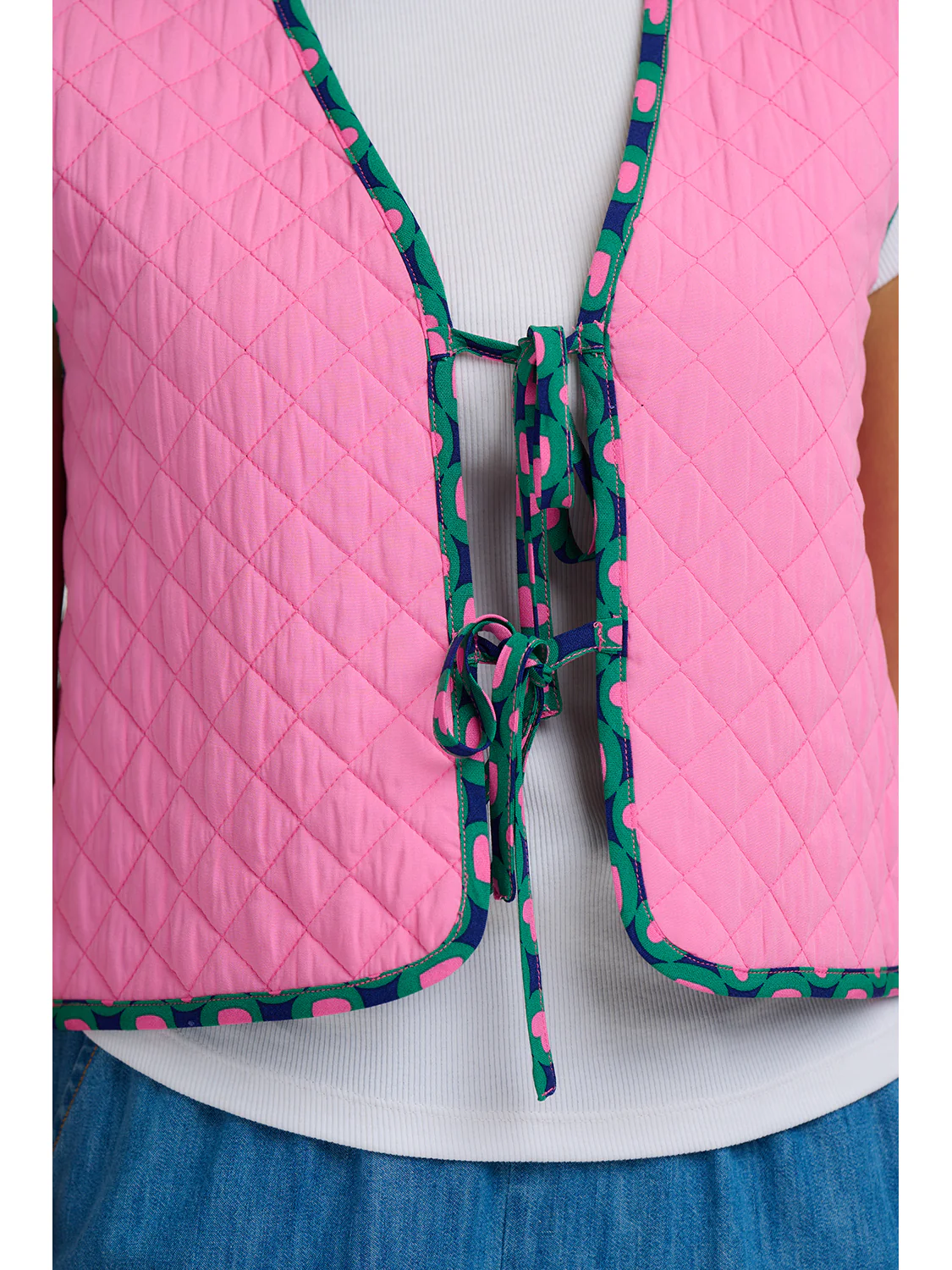 Vander Quilted Waistcoat - Navy, Heart Tile - Image 7