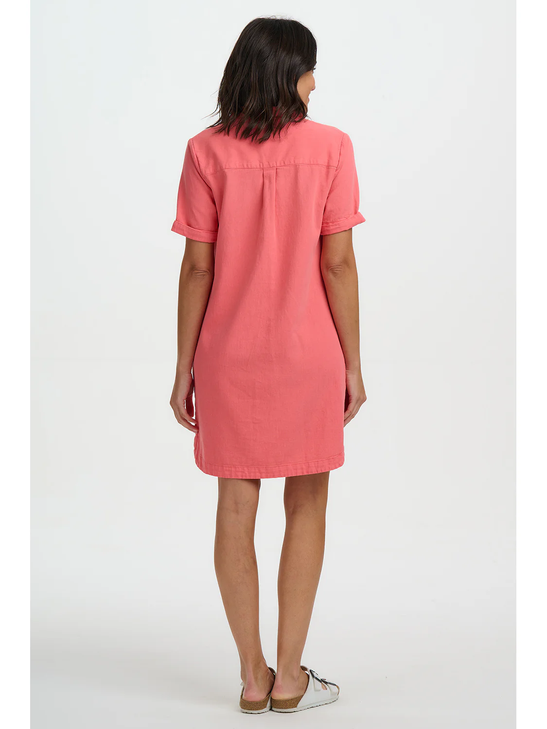 Zoe Mini Shirt Dress - Coral - Image 5